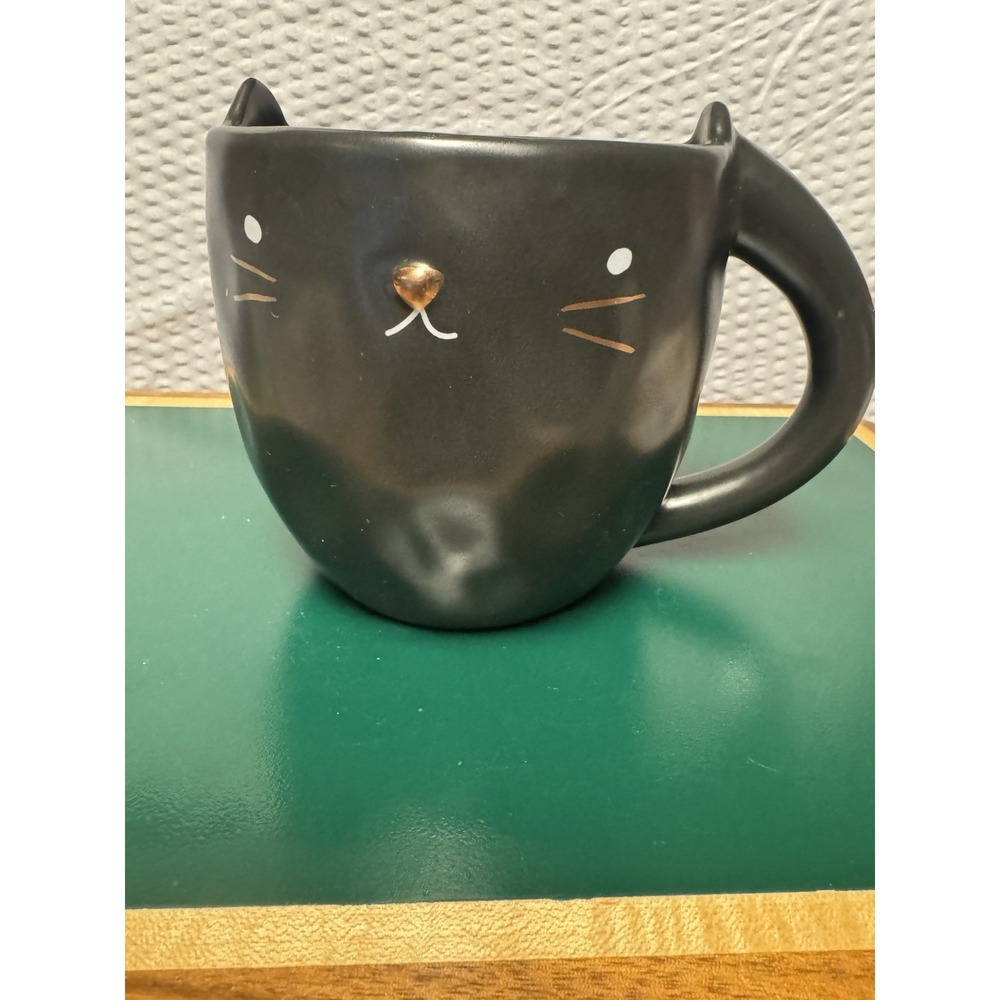 18 Oz. Black Ceramic Cat Mug‎ With Ears